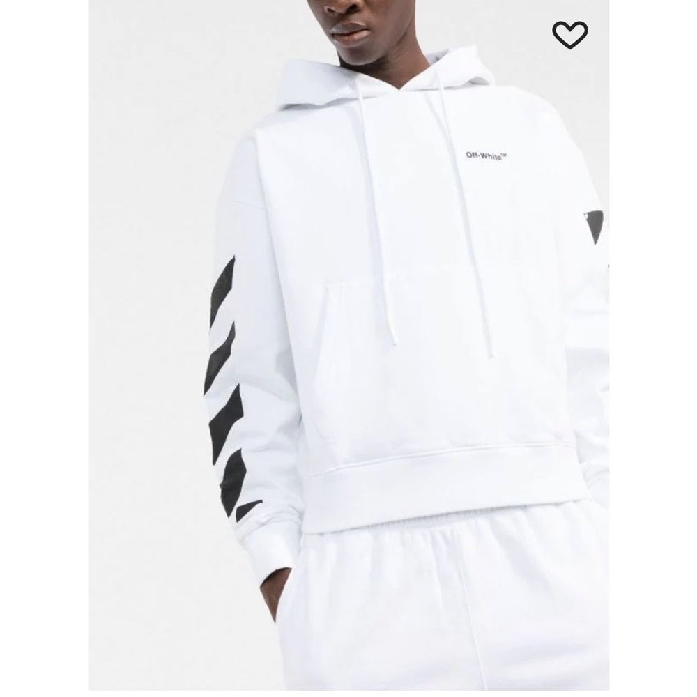NWT Authentic Off-White Diagonal Helvetica Over Hoodie in White/Black Size Large